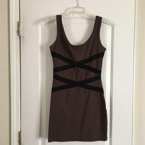 Brown dress with black lines